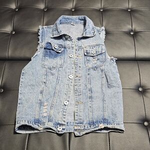 Boys Large 10 12 Jean Vest Euc